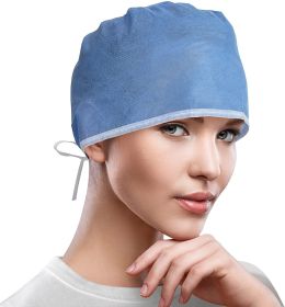 Blue Disposable Surgical Cap. Pack of 100 Disposable Hair Covers SMS 30 GSM; Nurses Head Coverings for Surgical Personnel. Scrub Cap for Clinics. Surg