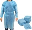 Disposable Gowns 45". Pack of 5 Blue Isolation Gowns X-Large. 45 gsm Polypropylene Disposable Scrubs with Long Sleeves; Neck and Waist Ties. Medical D