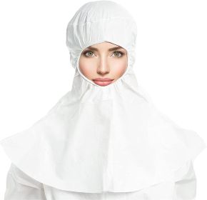 Protective Hoods. Pack of 10 Non-Sterile Disposable White Microporous 60 gsm Hooded Caps. XX-Large PPE Hair; Beard & Shoulders Thick Cover for Industr