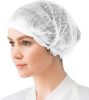 Blue Bouffant Caps 24". Pack of 100 Protective Hair Head Covers 100% Virgin Spunbonded Polypropylene Nonwoven Fabric Elastic Caps for Nurse; Tattoo; F