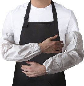 Disposable White Aprons 28" x 36". Pack of 100 Polypropylene Bibs with Waterproof Microporous Film. PPE Industrial Uniform for Men; Women. Adult Workw