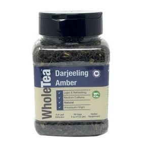 WHOLETEA Natural Darjeeling Amber, 4 oz(113.5 gm) Full Leaf Gourmet Jar - Makes 55 Cups - Medium Caffeine - Light and Refreshing