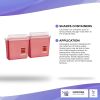 Pack of 10 Translucent Red Sharps Container with Biohazard Symbol 10.5 x 4.75 x 10.75 Sharps Disposal Container with Locking Lid. 1.25 Gallon Nestable