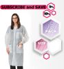 Basic Protection Lab Coats Large. Pack of 10 White Adult Frocks. Disposable Polypropylene Garment. Non-Sterile Cloth-Like Fabric Coats with Pockets an