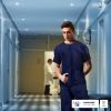 Disposable Scrubs Top and Bottom XX-Large. 55 GSM Polypropylene Shirts and Pants. 5 Sets of Medical Scrub Top and Pants; Dark Blue Pants with Tie; Poc