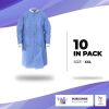 Disposable Lab Coat. Pack of 10 Blue Disposable Gowns Medium. 40 gsm SMS Surgical Gowns with Knit Wrists; Knit Collar; 3 Pockets. Non-Sterile Medical