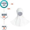 Protective Hoods. Pack of 10 Non-Sterile Disposable White Microporous 60 gsm Hooded Caps. XX-Large PPE Hair; Beard & Shoulders Thick Cover for Industr