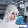 Disposable Anti-Static Hoods. Pack of 25 Cleanroom White Hoods. Universal Film Coated Hood with Elasticized Face Opening. Lint Free Non-Examination Ho