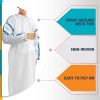 Disposable Isolation Gowns. Pack of 5 White SMS 35 gsm Frocks. Medium Body Protective Lab Coats with Long Sleeves; Elastic Wrists; Neck & Waist Ties a